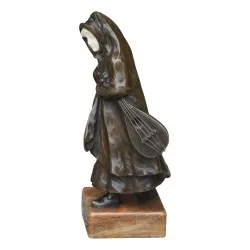 Sculpture en bronze et chryséléphantine, signé E. ROUSSEAU …