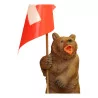 Sculpture Ours porteur de drapeau Suisse en bois de … - Moinat - Brienz