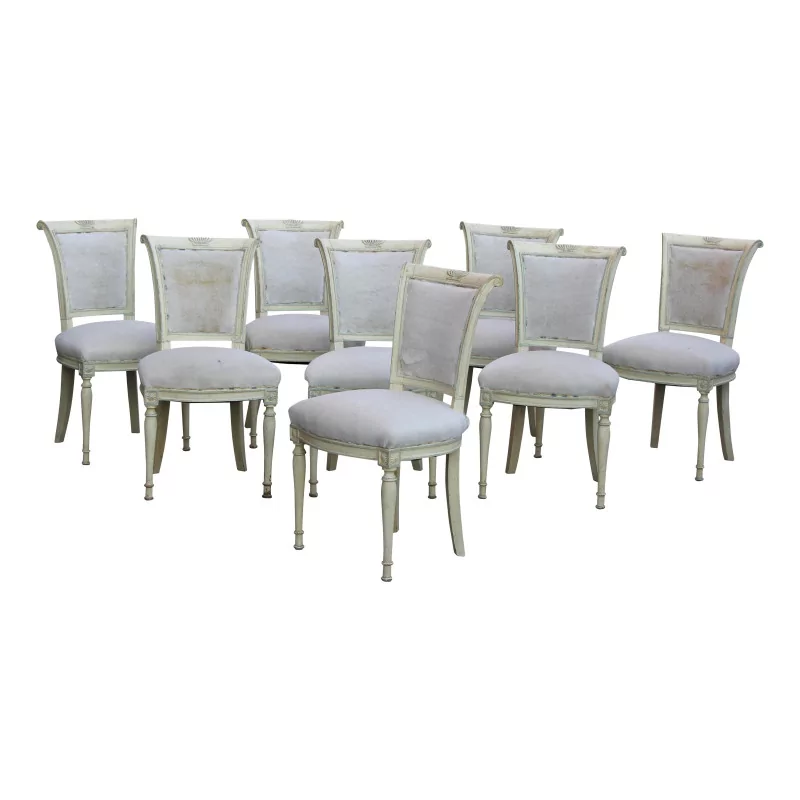 Set of 8 Directoire chairs in white to be covered, in … - Moinat - Chairs