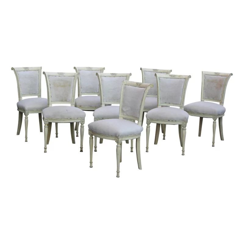 Lot de 8 chaises Directoire en blanc à recouvrir, en bois … - Moinat - Chaises