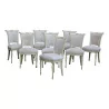 Set mit 8 Directoire-Stühlen in Weiß zum Bezug, in … - Moinat - Stühle
