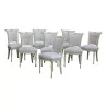 Set of 8 Directoire chairs in white to be covered, in … - Moinat - Chairs