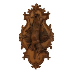 Paire de panneaux de Brienz en bois sculpté Chamois et Cerf. …