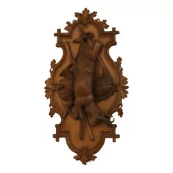 Paire de panneaux de Brienz en bois sculpté Chamois et Cerf. …