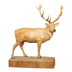 布里恩茨木雕雄鹿雕塑。瑞士，20 世纪