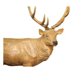 布里恩茨木雕雄鹿雕塑。瑞士，20 世纪