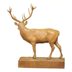 布里恩茨木雕雄鹿雕塑。瑞士，20 世纪