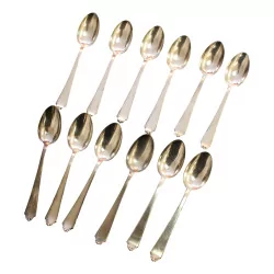 Set of 12 small spoons in 800 silver with initials …