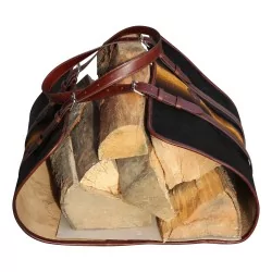 Log bag in cowhide leather, black and