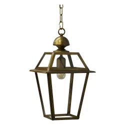 outdoor lantern in patinated brass, handmade work.