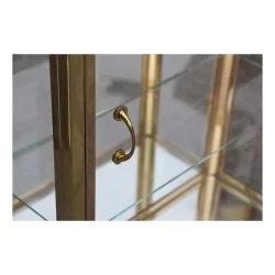 Vitrine à suspendre en laiton brillant avec rayons en verre et