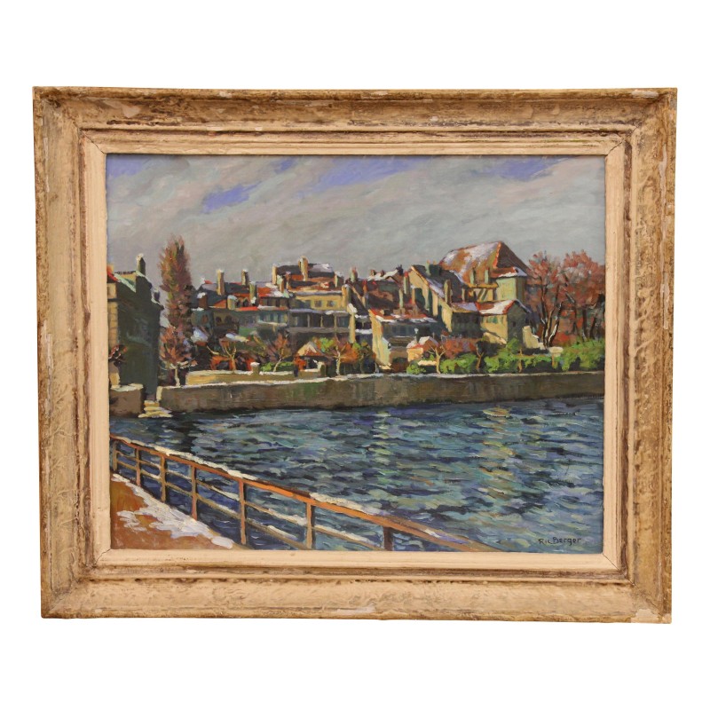 Painting, oil on mounted cardboard, view of the quays of … - Moinat - Painting - Landscape Painting, oil on mounted cardboard, view of the quays of … - Moinat - Painting - Landscape