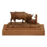 头饮水槽旁的核桃牛，布里恩茨的雕塑，安装在…… - Moinat - VE2022/3