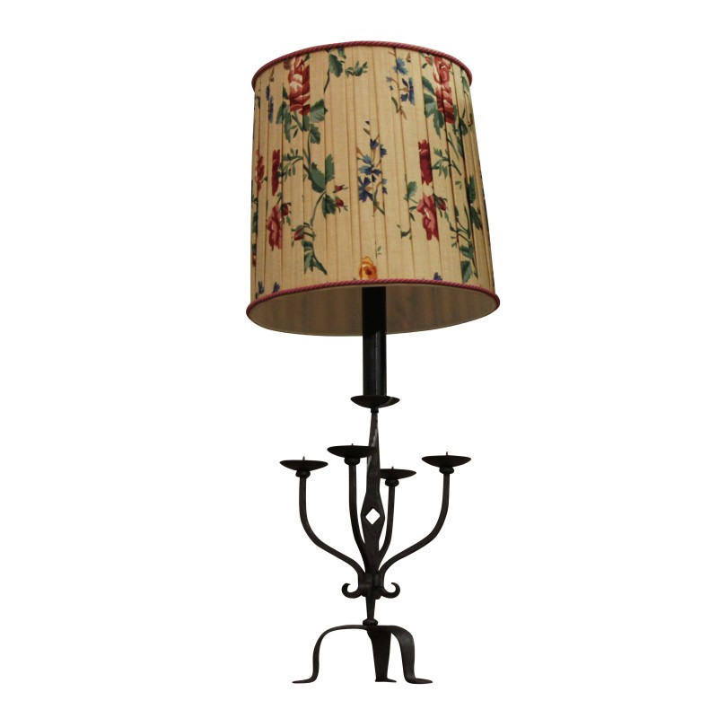 Chandelier en fer forgé à 5 bras transformé en lampe avec … - Moinat - Lampes de table Chandelier en fer forgé à 5 bras transformé en lampe avec … - Moinat - Lampes de table