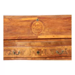 伯尔尼胡桃木镶嵌五斗柜书桌，安装在……