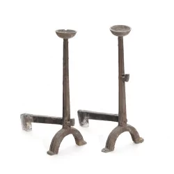 Pair of landiers or andirons, probably 17th century, in