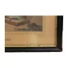 Gravure “Scène de chasse”, sous verre avec cadre noir. 19ème … - Moinat - Gravures