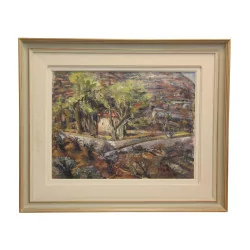 Canvas oil signed by Elisabeth GROSS (1907-1966) “Landscape …