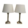 Pair of lamps, Empire style with fluted column, in … - Moinat - Table lamps