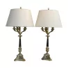 Pair of “Sphinx” column lamps, in silvered bronze … - Moinat - ShadeFlair