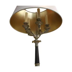 Pair of “Sphinx” column lamps, in silvered bronze …