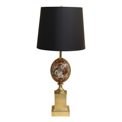Lampe en bronze et oeuf en pierre, signée Charles à Paris. …