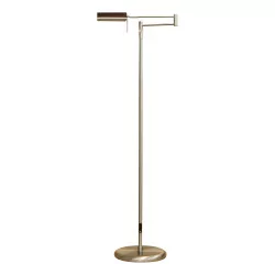 Reading lamp in matte nickel finish with variable LED lighting.