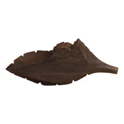 Inkwell in the shape of a leaf, in dark Brienz wood.