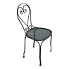 Vincennes wrought iron chair with seat in perforated sheet metal, - Moinat - Heritage