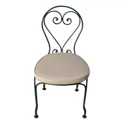 Vincennes-Stuhl aus Schmiedeeisen mit Sitz aus perforiertem Blech,
