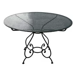 Runder Tisch Modell Beaulieu aus Schmiedeeisen mit Blechplatte …