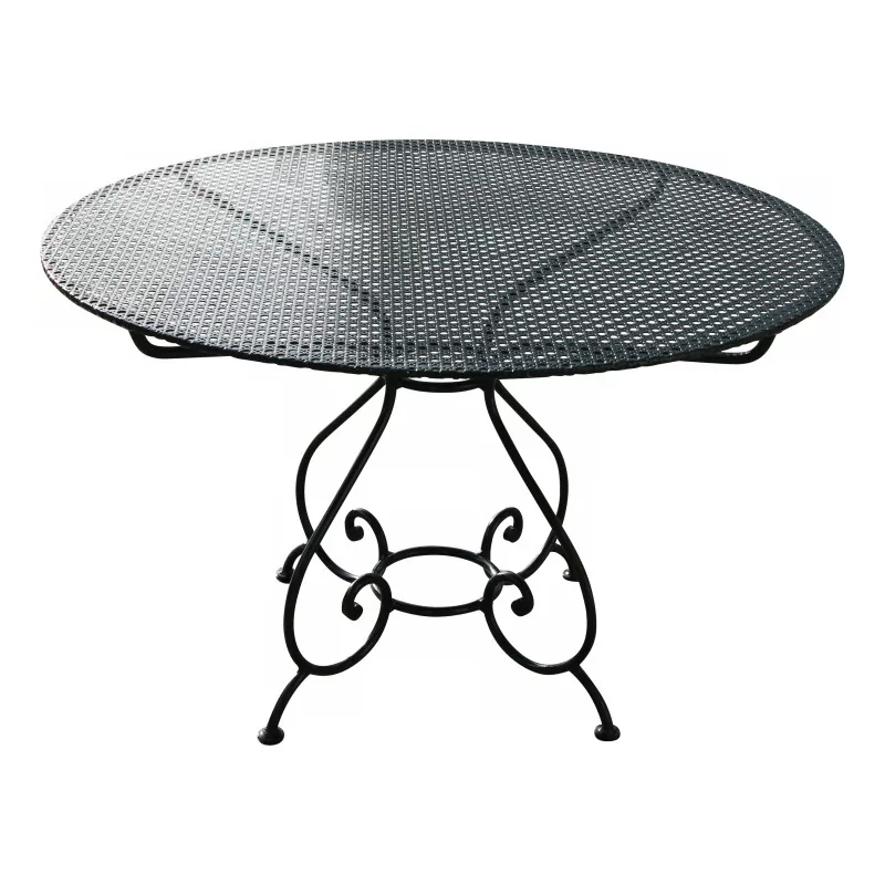 Table ronde modèle Beaulieu en fer forgé avec plateau en tôle … - Moinat - Tables