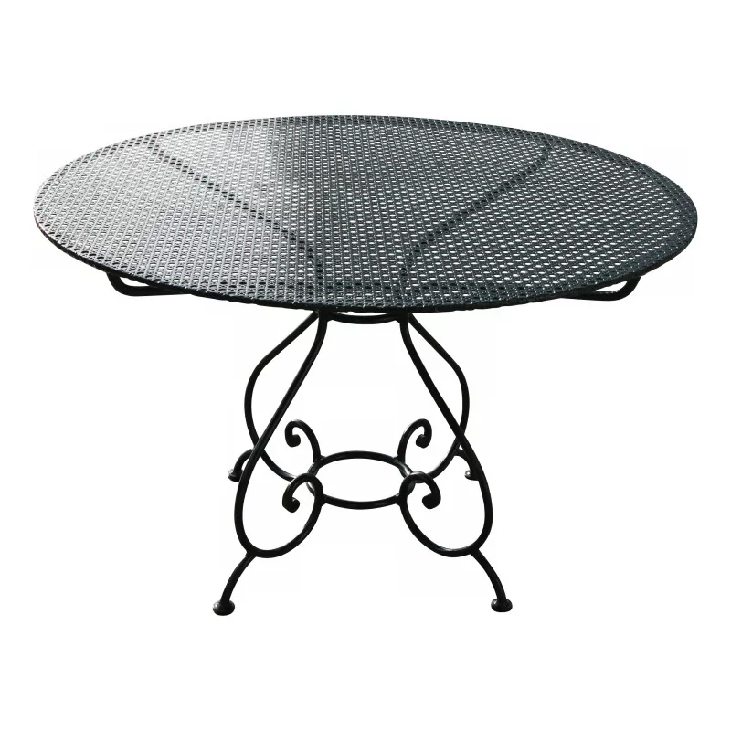 Beaulieu model round table in wrought iron with sheet metal top … - Moinat - Tables