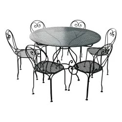 Beaulieu model round table in wrought iron with sheet metal top …