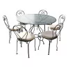 Beaulieu model round table in wrought iron with sheet metal top … - Moinat - Tables