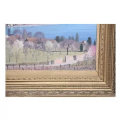 幅画作“Cully 和 Lavaux 的景色”，由 M. 签名...