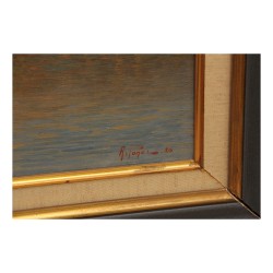 Ölgemälde auf Leinwand mit Blick auf das Château de Rolle