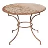 Table ronde en fer forgé ancienne à 4 pieds avec plateau en … - Moinat - Tables