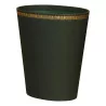 oval wastebasket in dark green leather and gold sticker … - Moinat - Office accessories, Inkwells