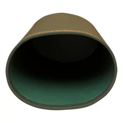 oval wastebasket in dark green leather and gold sticker …