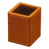 Havana beige leather pencil pot with Hermes stitching. - Moinat - Office accessories, Inkwells