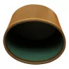 ovaler Papierkorb aus dunkelgrünem Leder mit Aufkleber - Moinat - Bürozubehör, Tintenbehälter