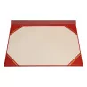 satchel or desk pad in red leather with golden vignettes, - Moinat - Office accessories, Inkwells