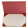 satchel or desk pad in red leather with golden vignettes, - Moinat - Office accessories, Inkwells