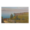 Tableau huile sur toile, vue sur le Lac Léman et la pointe de … - Moinat - Tableaux - Paysage