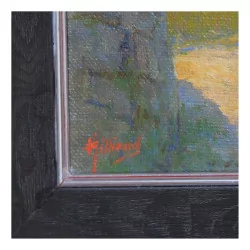Tableau huile sur toile, vue sur le Lac Léman et la pointe de …