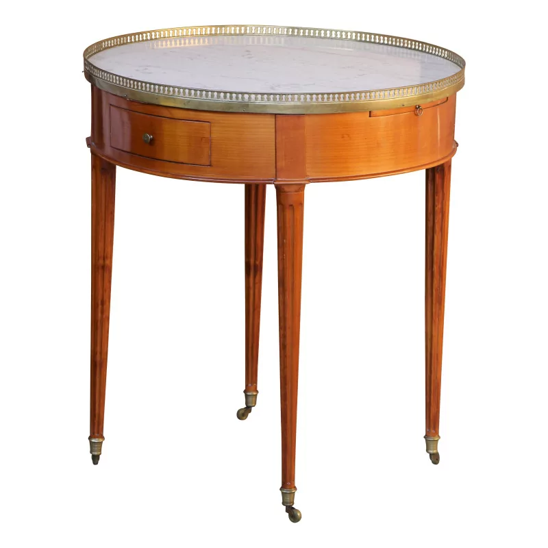 Louis XVI bouillotte table in cherry wood with 2 drawers and 2 … - Moinat - End tables, Bouillotte tables, Bedside tables, Pedestal tables