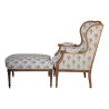 Chaise-longue de style Louis XVI en noyer recouverte de tissu - Moinat - Fauteuils
