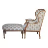 Louis XVI style chaise-longue in walnut covered in fabric - Moinat - Armchairs