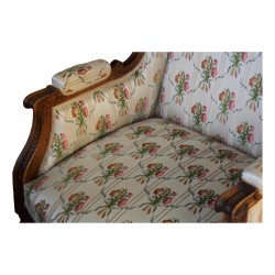 Chaise-longue de style Louis XVI en noyer recouverte de tissu